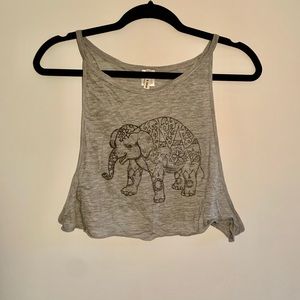 Emma & Sam Elephant Graphic Crop Tank Top